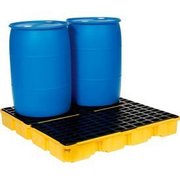 Justrite Eagle 1634 4 Drum Spill Containment Modular Platform - 2 Piece - Yellow with No Drain 1634